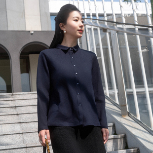 T恤上衣5502 女通勤纯色百搭单排扣翻领长袖 YUN韫2025秋季 福利新品