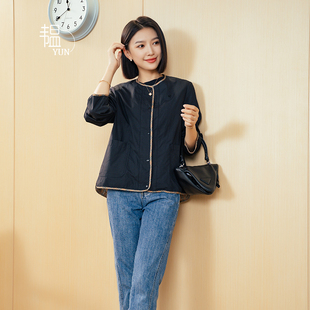 YUN 圆领镶边休闲阔型单排扣长袖 韫2024秋季 女装 外套上衣 新款