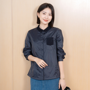 上衣 拼接翻领显瘦保暖单排扣贴袋夹棉衬衫 YUN韫2025冬季 福利新品