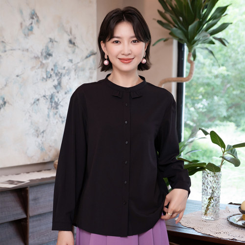 YUN韫2026春季福利女装高端洋气减龄荷叶领简约气质内搭衬衫 5826