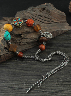 民族风尼泊尔珠编绳手串女款新中式小众设计感编织手绳情侣手饰男