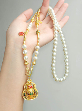新中式国风葫芦吊坠仿珍珠项链