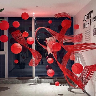 2025新年装饰竹编竹排店铺橱窗年会酒店大堂氛围布置过年灯笼挂件