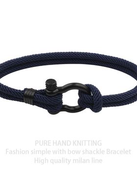 手链男生新品不锈钢弓形扣时尚沙滩米兰线手绳马卡龙学生情侣手环