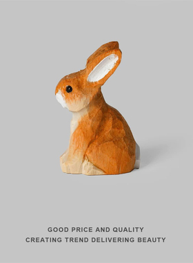 手工木雕摆件小狐狸八重神子可爱动物猫咪柴犬狗木头刻桌面装饰品