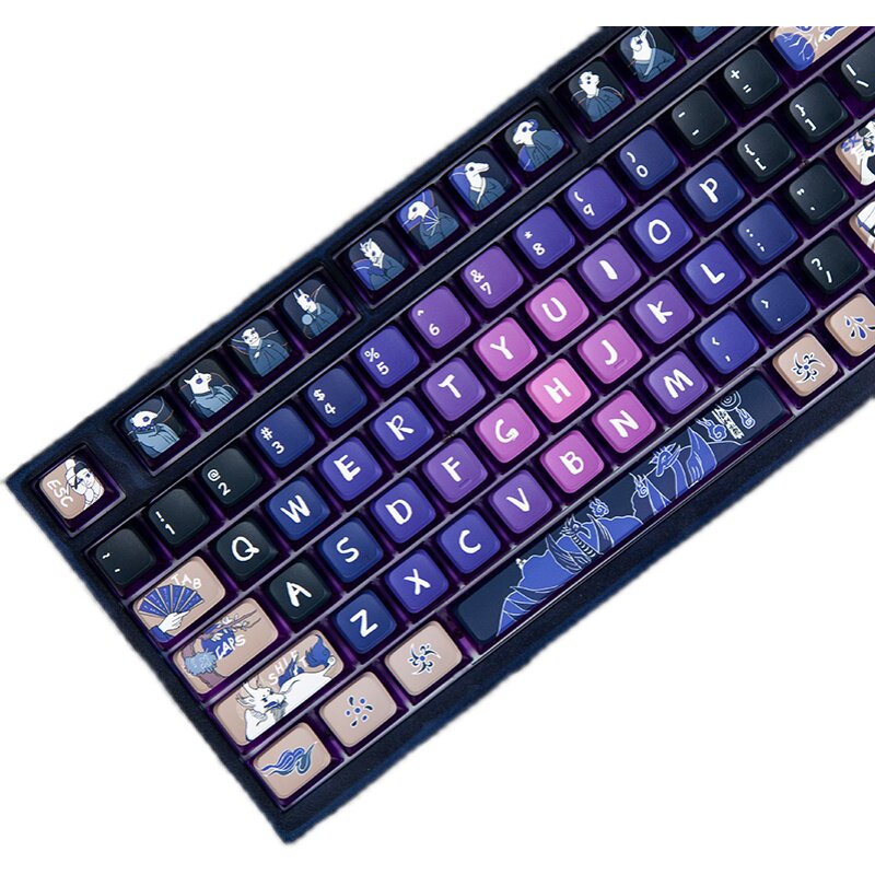 PUDDING DEMON TAN LU PURPLE TRANSPARENT SMALL FULL SET OF KEYCAPS ASA HEIGHT 120 KEYS ORIGINAL DESIGN MECHANICAL KEYBOARD KEYCAPS