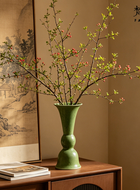 宋代美学高级感小众粗陶水培插花器居家桌面陶瓷手作装饰花瓶摆件