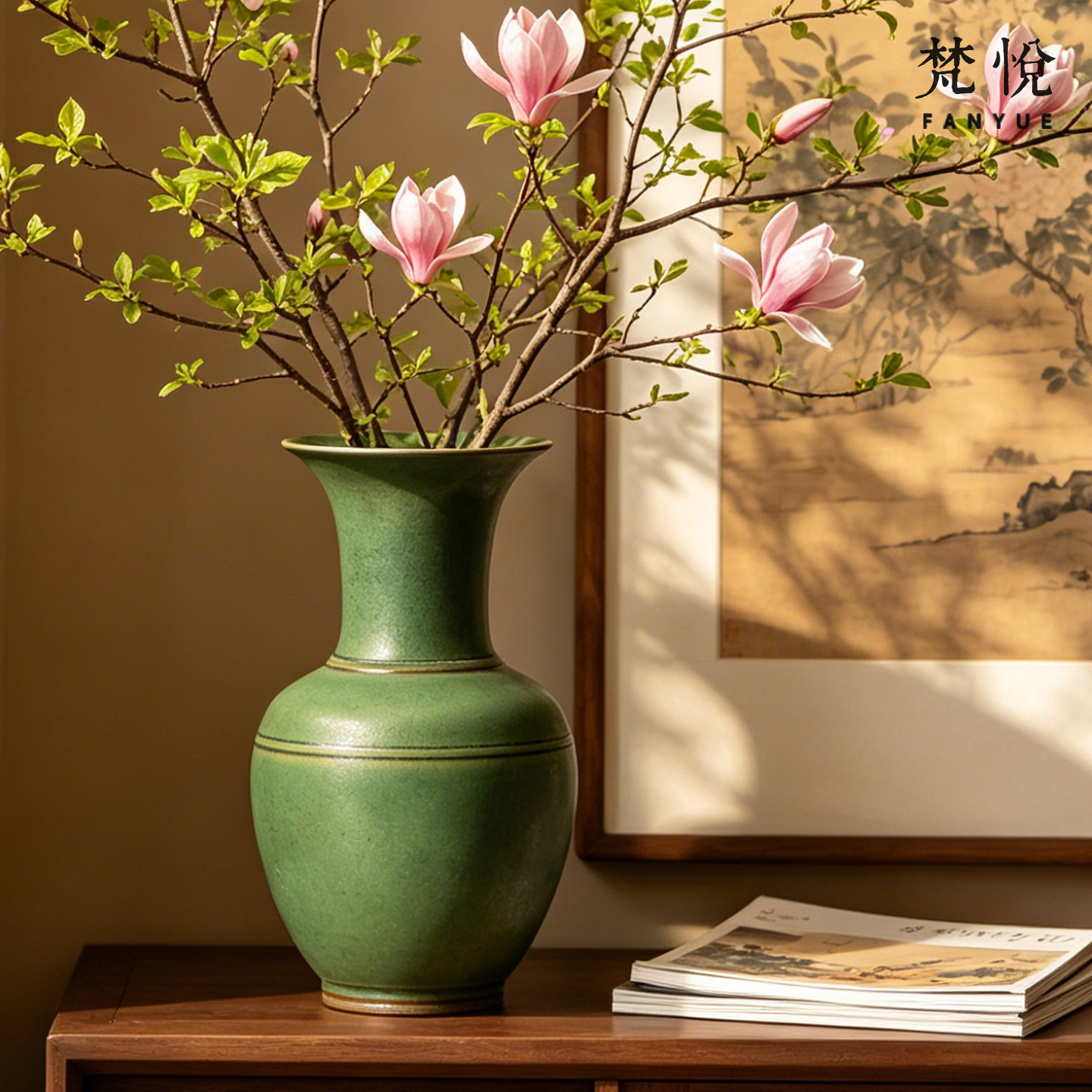 中古侘寂风陶瓷花瓶复古中式水培鲜花插花器景德镇粗陶摆件大口径