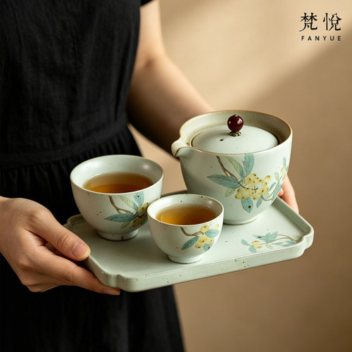 枇杷一壶二杯陶瓷功夫茶具快客杯