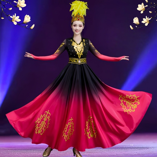 维吾尔族舞蹈服维吾族舞练习裙维族剧目服新疆舞蹈演出服艺考表演