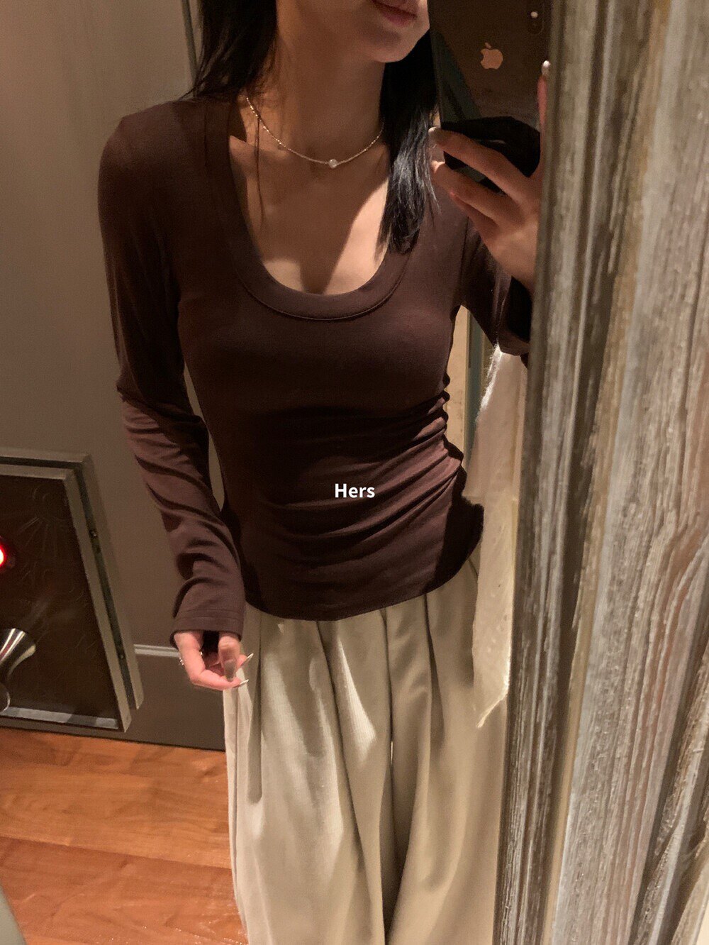 U领羊毛修身长袖T恤女三色可选弹力基础款内搭显瘦春秋打底衫上衣