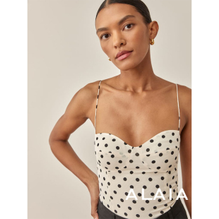 法式 春夏新款 风格 波点系带吊带背心 露背 Gus 修身 清仓款