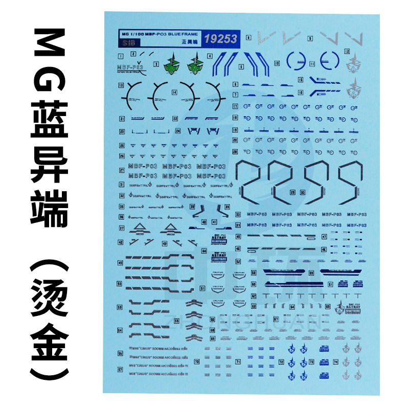 蓝异端高达模型水贴纸中环烫金