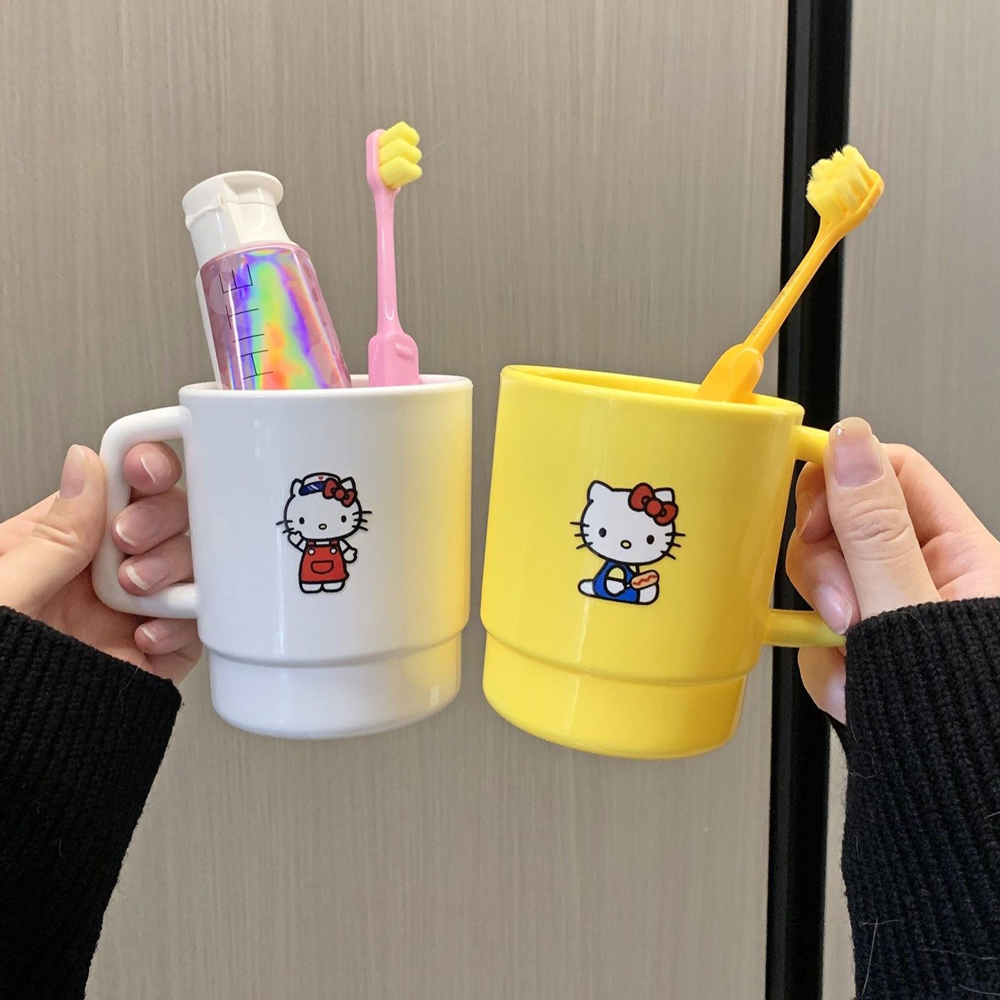 可爱kitty漱口杯塑料手柄洗漱杯加厚儿童刷牙杯学生宿舍情侣水杯,家庭/个人清洁工具,洗漱杯,淘宝优惠券,粉丝福利购,淘宝优惠卷