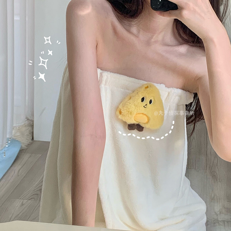 不掉的浴巾女可爱家用吸水速干魔术贴成人浴袍可裹大毛巾学生宿舍