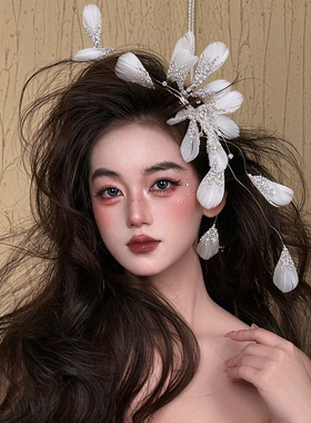 韩式森系羽毛新娘礼服头饰