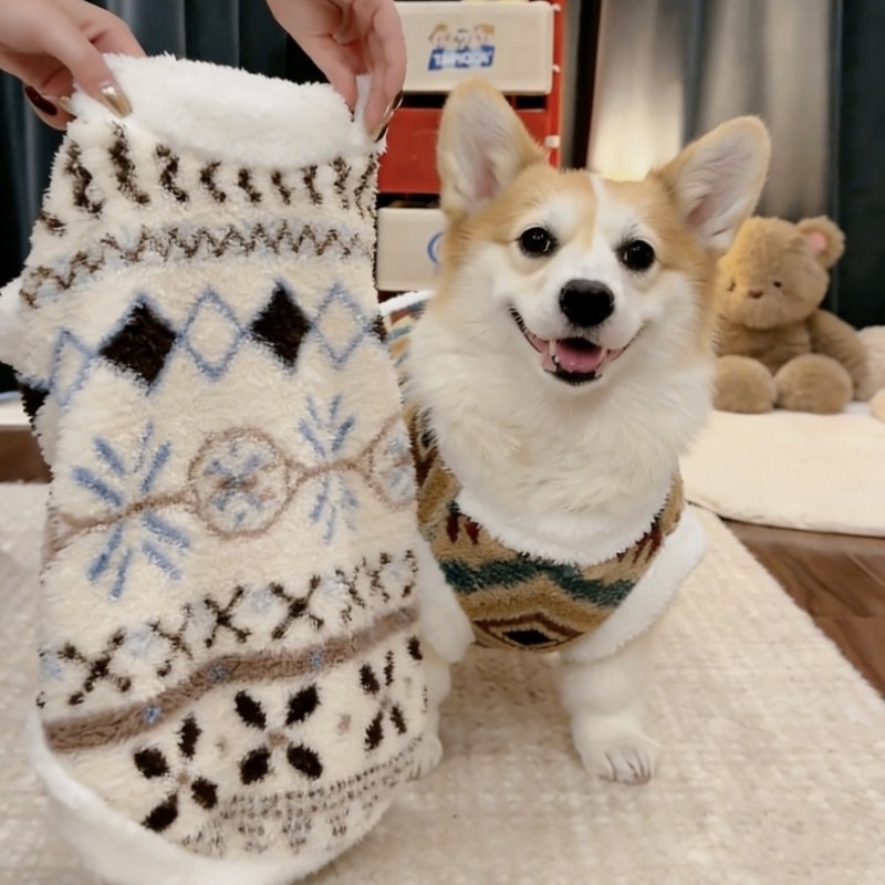 宠物狗狗衣服加绒保暖小中大型犬柯基柴犬腊肠金毛民族风冬天棉衣