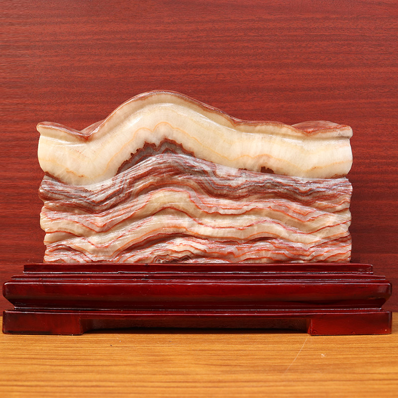 天然石材奇石摆件猪肉石五花肉桌面装饰雕刻石29*19*8cm8163g摆件