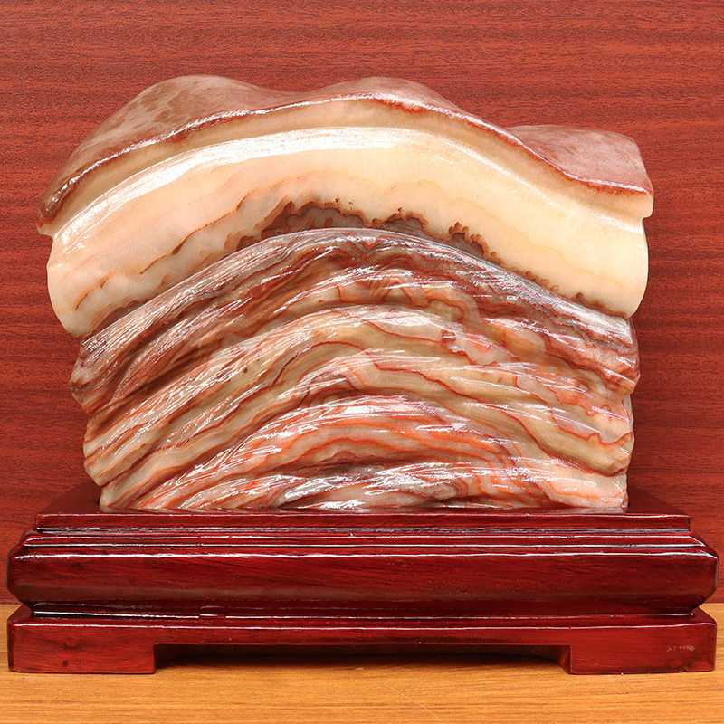 天然石材奇石摆件猪肉石五花肉桌面装饰雕刻石25*22*6cm6603g摆件