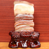 天然石材奇石摆件猪肉石五花肉桌面装 饰雕刻石11 4cm1149g摆件