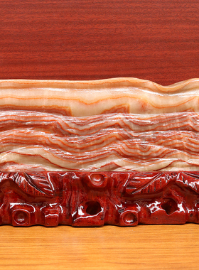 天然石材奇石摆件猪肉石五花肉桌面装饰雕刻石28*16*3cm2710g摆件