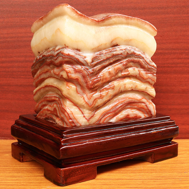 天然石材奇石摆件猪肉石五花肉桌面装饰雕刻石18*19*9cm5450g摆件