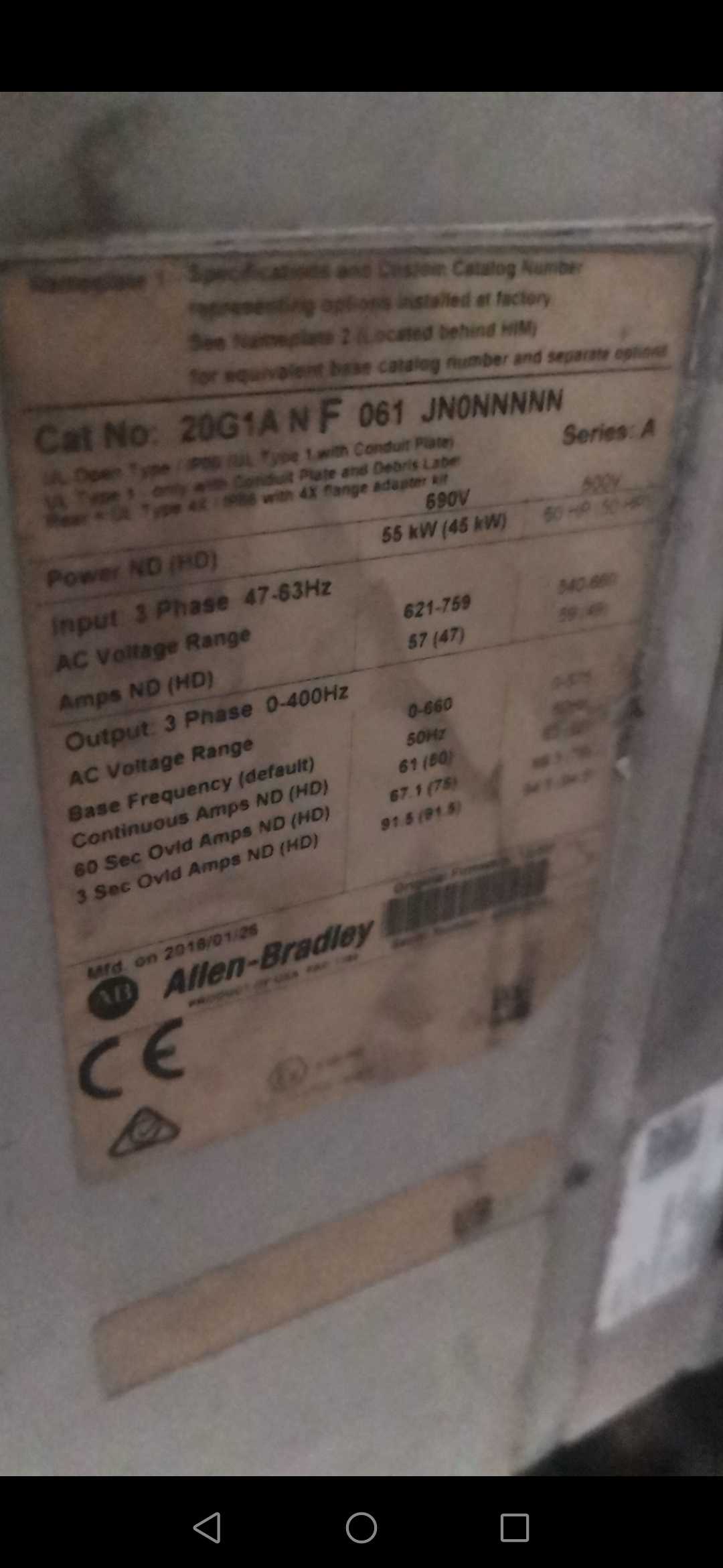 AB罗克韦尔变频器PF755 20G1ANF061JN0NNNN 55KW(45KW) 690V议价