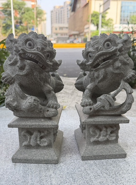 真石雕狮子一对镇宅招财户外阳台