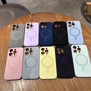 引磁液态硅胶苹果17pro max手机壳批发 适用iPhone 12 16 13 15 14新款保护男精孔女磁吸纯色全包保护