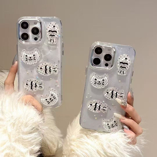 滴胶小猫小鱼苹果17pro max手机壳批发 适用iPhone 14 15 16 11 12 13 plus卡通女男新款保护全包保护星星
