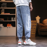 后续出加绒20秋冬大码弹力牛仔裤男式印花休闲束脚九分裤K82-P55，男装牛仔裤，电商B221