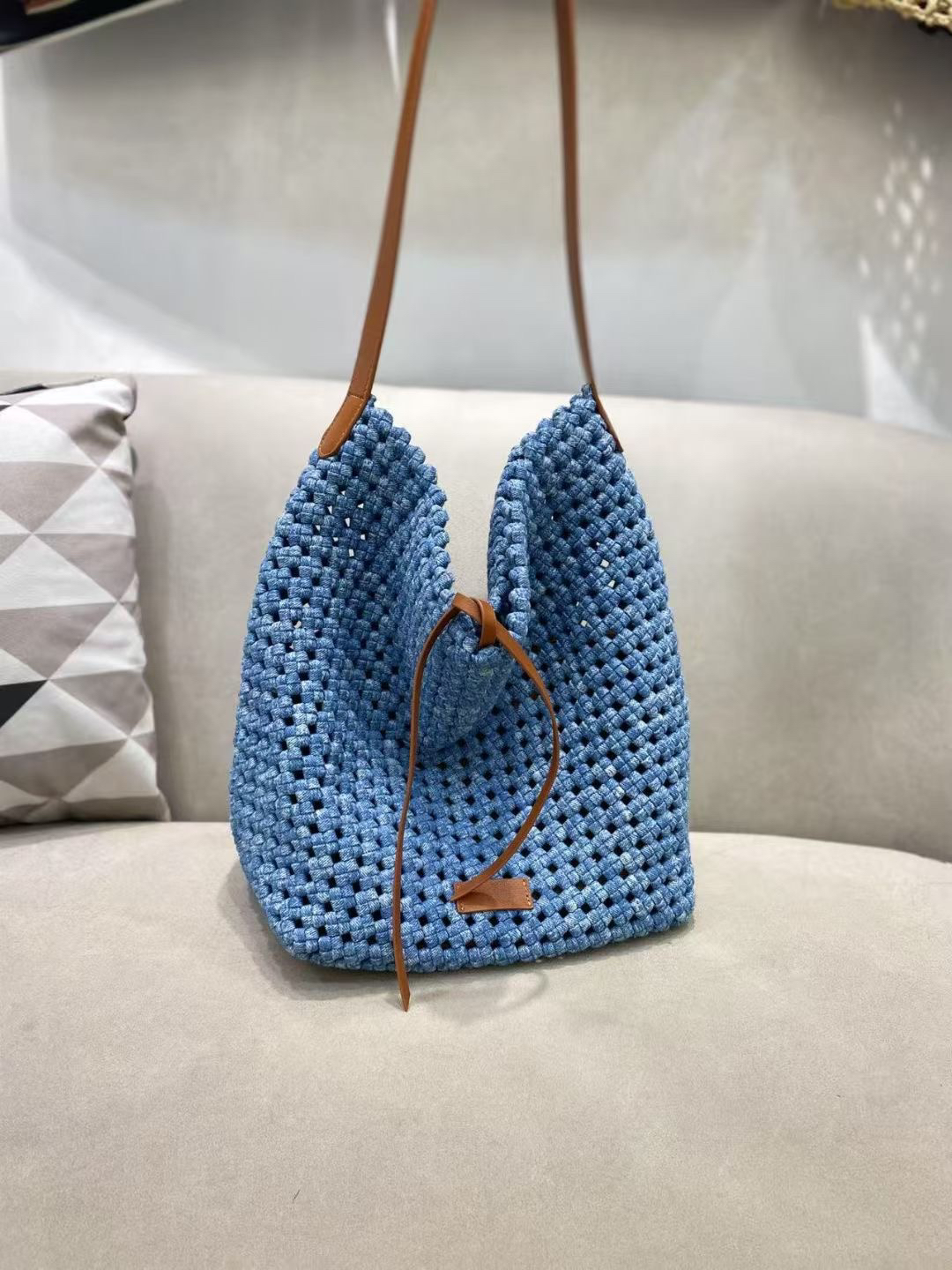 小众设计手工编织牛仔单肩腋下包
