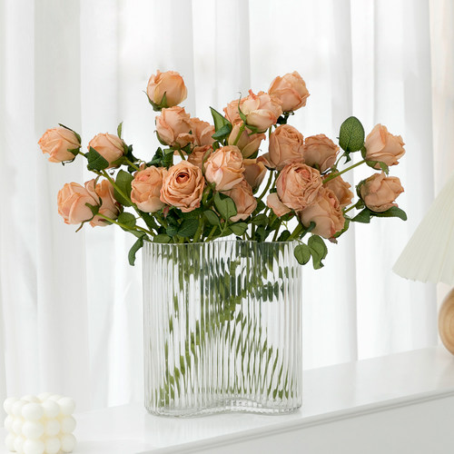 复古焦边小玫瑰仿真花干花束