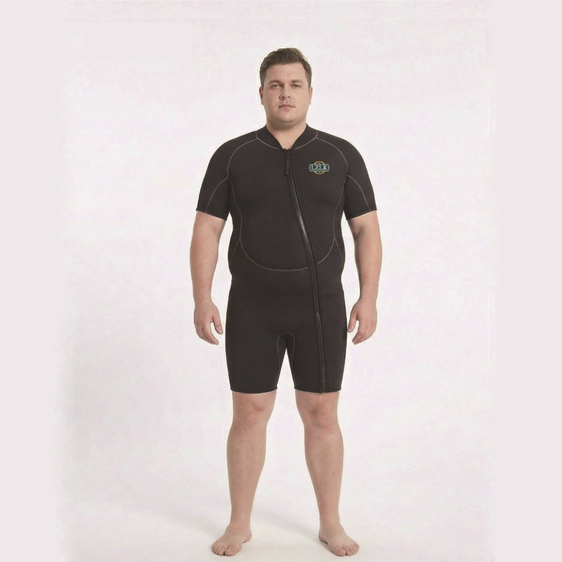 大码男士湿式潜水服前开拉链加肥胖人冲浪自由潜防寒连体潜水装备