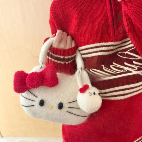 【成品】棉花糖kt编织包手提毡化包DIY毛线材料包钩针编织手提包