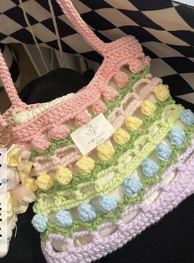 郁金香包纯手工小圆纱镂空彩虹钩织送礼送女友惊喜520春夏清新