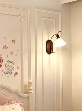 中古风客厅壁灯法式复古玻璃高级温馨卧室床头走廊过道灯具