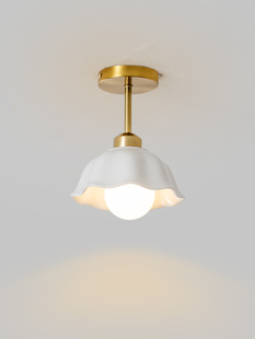 新款 奶油风走廊吊灯陶瓷楼梯间吊灯阳台过道简约现代玄关灯入户灯