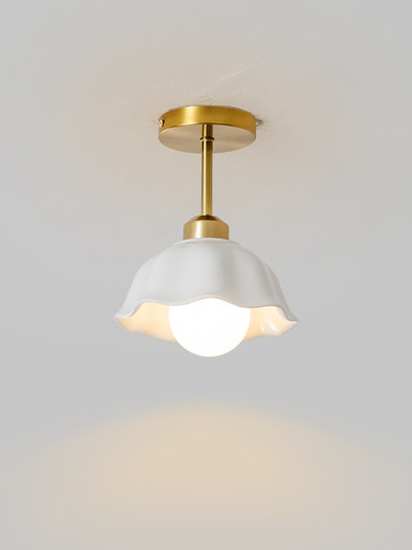 新款奶油风走廊吊灯陶瓷楼梯间吊灯阳台过道简约现代玄关灯入户灯