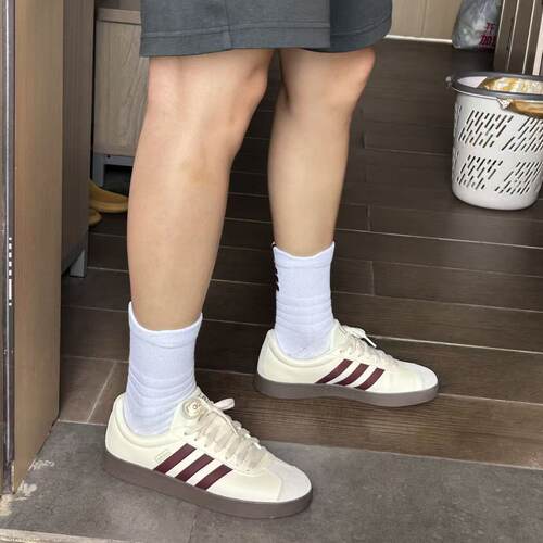 Adidas VL COURT 2.0 男女同款米红色百搭舒适休闲低帮板鞋JH5062