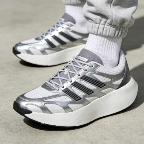 Adidas Adizero Aruku 男女同款银白色百搭低帮休闲跑步鞋 JS3714