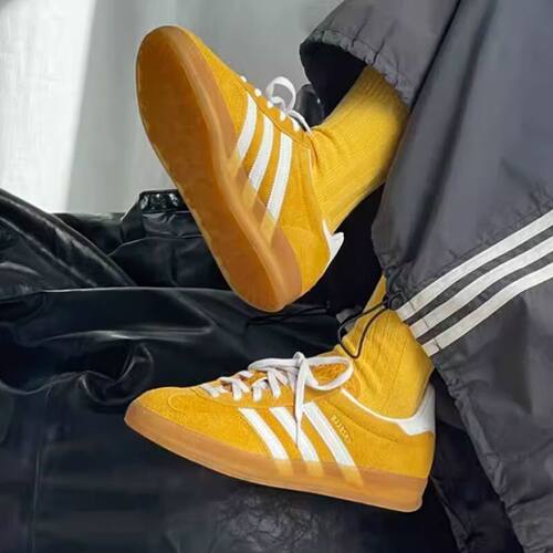 Adidas originals GAZELLE INDOOR 女款黄白休闲低帮板鞋 HQ8716