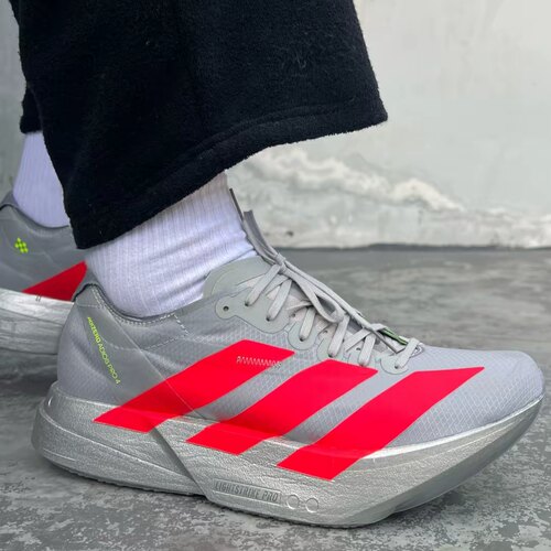 Adidas Adizero Adios Pro 4男款金属银织物低帮长跑跑步鞋JR6372