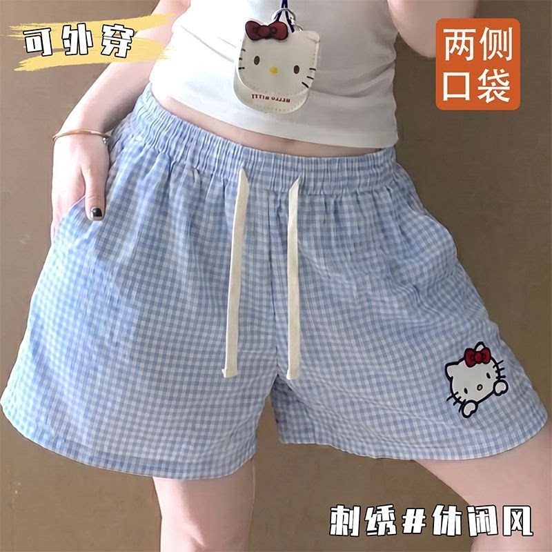 2026夏季新款沙滩短裤女宽松大码家居睡裤外穿可爱甜美女休闲短裤图片