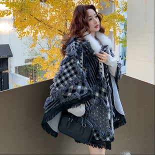 P175 2377 格纹流苏斗篷2C115 K258 首发有货