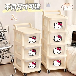 kt多层抽屉收纳推车带轮可移动零食玩具可爱手推车卡通家用透明