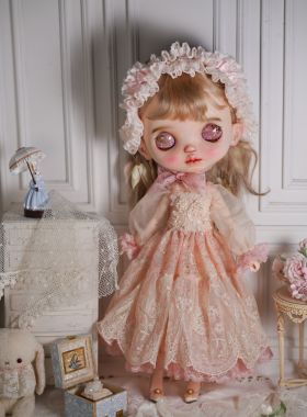 blythe小布娃衣洋装裙“甜桃蕾丝糖”ob22ob24衣服洛丽塔新款