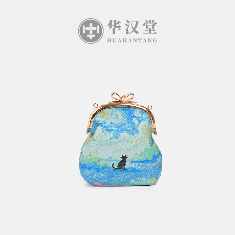 中国风复古旗袍包100桑蚕丝宋锦零钱包百搭休闲松弛感小包夹子包