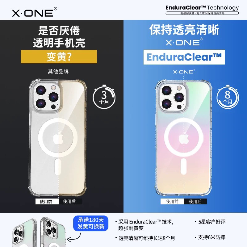 XONE适用新款16手机壳不发黄磁吸充电16promax防摔保护套16plus多色渐变简约磁吸充电外壳ip16女生