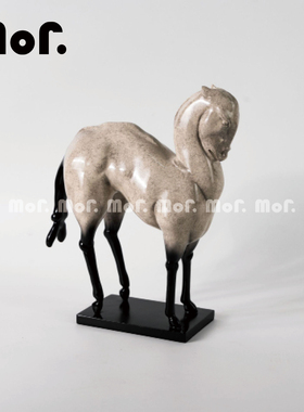 墨非 新中式复古马雕塑艺术摆件展厅酒店会所玄关书房柜子装饰品